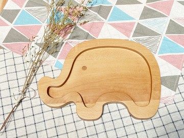 原木木作可愛動物餐盤 - 大象款