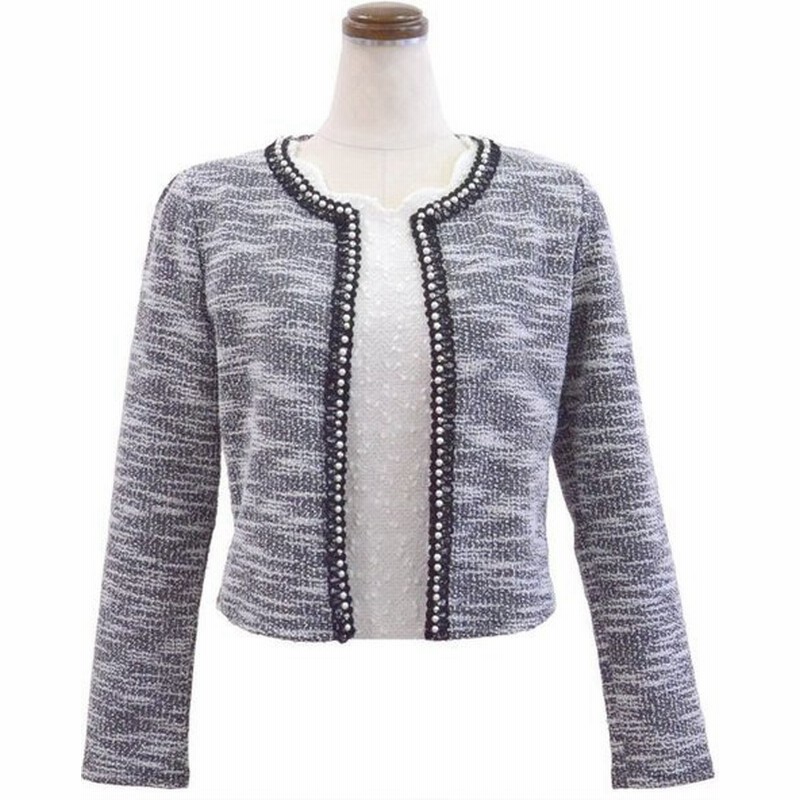 パール ビジュートリミング シャネルカラーボレロ グレー カーディガン レディース 華やか 通販 Lineポイント最大0 5 Get Lineショッピング