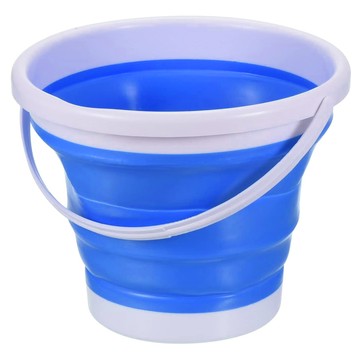 折疊水桶 Set 2個 5L PP+TPR材質 帶蓋密封防潑水 桶底凹槽易倒水 加寬提手不勒手 自帶掛孔可壁掛  寶石藍