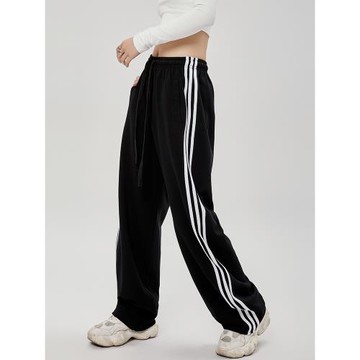 CYRM街舞潮牌美式復古三杠條紋運動褲女秋季嘻哈爵士舞寬松休閑褲