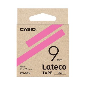 （まとめ）カシオ ラテコ 詰替用テープ9mm×8m ピンク 黒文字 XB-9PK 1個