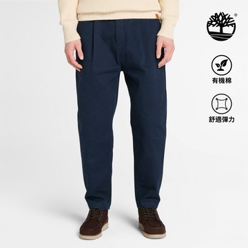 Timberland 男款深寶石藍休閒打摺長褲|A5M32433