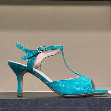 T字青格紋高跟鞋