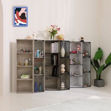 【ONE 生活】玻璃展示櫃/書櫃/收納櫃/公仔櫃/公仔收藏(橡木色/杉木色/大理石色)