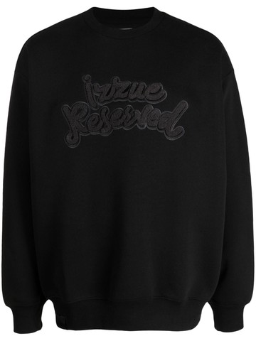 izzue - towelling logo-appliqué sweatshirt - men - Polyester/Cotton - S - Black