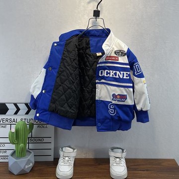 男童秋裝加厚外套2025新款兒童秋冬洋氣棒球服寶寶夾棉時髦機車服