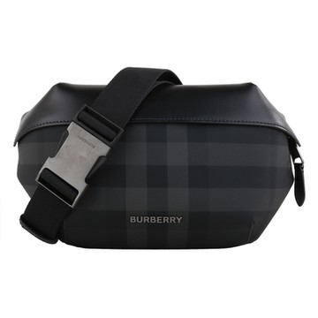 BURBERRY 巴寶莉  經典防刮PVC格紋男腰包(木炭灰)