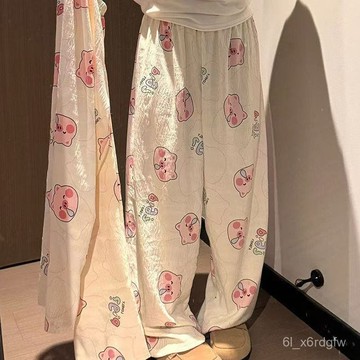 多色可選 大碼睡褲 雲朵卡通闊腿褲 可愛休閒長褲 長褲女 闊腿褲女 春秋褲子 寬鬆居家褲子 遛彎褲