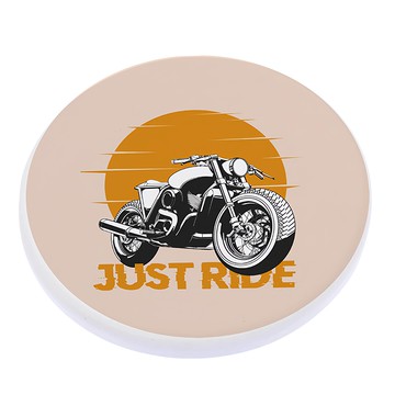 收納王妃 車子系列 珪藻土圓形杯墊  Just ride 米色  10 x 10 x 0.9cm  1個