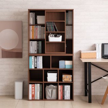 TZUMii浩克大容量八格書櫃+收納書櫃-胡桃木色 置物櫃 展示櫃 收納櫃