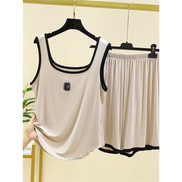 300斤大碼背心短褲套裝女寬松運動夏薄款睡衣居家冰絲吊帶家居服