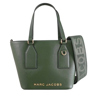 MARC JACOBS 馬克賈伯 金屬LOGO寬背帶防刮兩用托特包.深綠