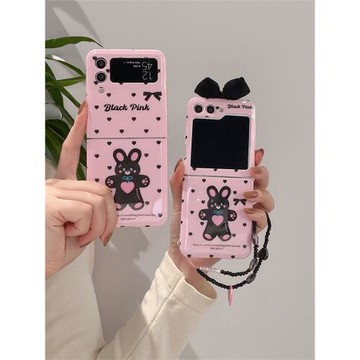 適用三星zflip5手機殼新款zfilp4可愛兔子zfilp3女款帶鏈條w23filp折疊屏創意w24filp小眾Galaxy ZFilp5外殼