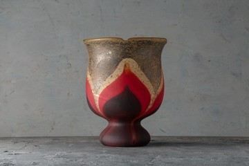 岩田久利「內在的光輝」磨砂積層玻璃花瓶 東京新宿 1970 年代
