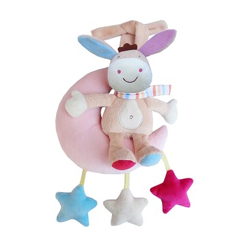 JoyNa - 嬰兒寶寶床鈴 發條音樂拉鈴毛絨推車掛件-月亮驢子