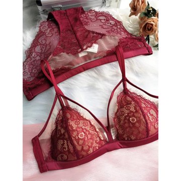 小芬性感內衣薄棉杯大胸顯小薄款上托文胸女無鋼圈蕾絲邊夏季搭扣