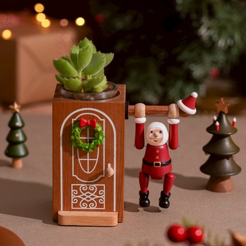 【單槓聖誕老人】盆器 多肉盆栽罐．聖誕 Xmas Wooderful life｜知音文創