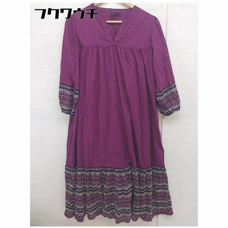 Anna Sui アナ スイ Uniqlo ユニクロ 総柄 七分袖 ロング ワンピース サイズl パープル系 レディース 通販 Lineポイント最大0 5 Get Lineショッピング