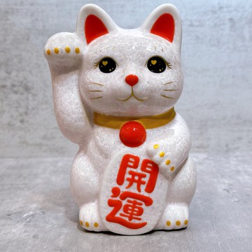 【福粉綻華】日本清水燒招財貓 | 花結晶 粉 - 開運 右