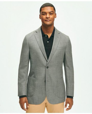 Brooks Brothers Men's Classic Fit Wool Hopsack Patch Pocket Sport Coat | Grey | Size 42 Regular