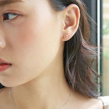 純14K  麻花鎖珠耳環(單個)耳骨 耳窩 不退色