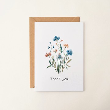 水彩植物感謝卡 花卉萬用卡 祝福卡 生日卡 客製化卡片 手工卡片