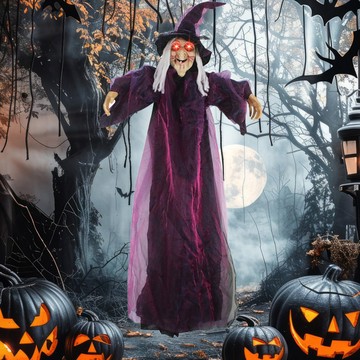 [Green party] AMZ 聲控發光尖叫紫色巫婆密室逃生恐怖鬼屋吊鬼掛件萬聖節日嚇人道具