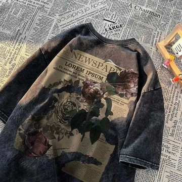 美式水洗做舊重磅短袖T恤男女夏ins潮牌寬松大碼情侶半袖bf體恤衫