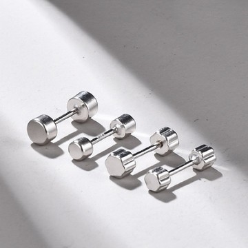 《現貨》眉兒銀飾 925純銀 圓形螺絲耳環 純銀耳環 轉珠 螺絲紋 防過敏 圓珠耳環