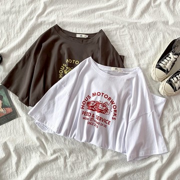 超火cec上衣服白色短袖t恤女夏裝新款寬松百搭純棉體恤ins潮