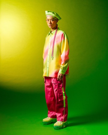 野台戲佈景漸層印花oversize襯衫