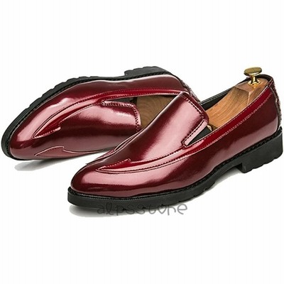 『JIH』ローファー メンズ PU革靴 ビジネス Uチップ 紳士靴 ロングノーズ モカシン シューズ 春 夏 大きめ 24cm 通気 厚底