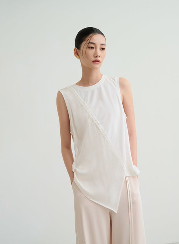 不對稱抽皺設計上衣