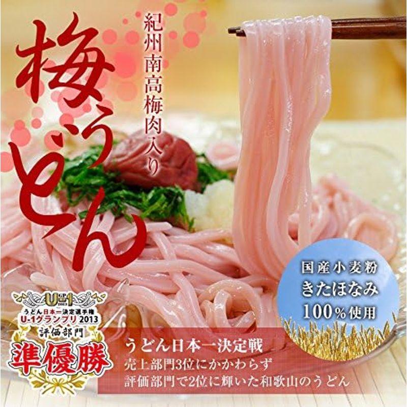 ふみこ農園 ギフト 丸ざる入 冷し梅うどんセット（大盛り5人前） 麺大盛り150g、低塩梅干、めんつゆ、竹ざる付 うどん日本一選手権 全国2