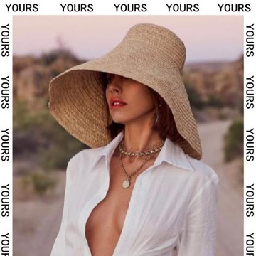 超大21cm帽檐舞臺走秀攝影拍照凹造型洋氣錐形草帽遮陽防曬沙灘帽