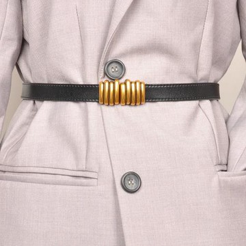 毛毛蟲腰帶女配裙子連衣裙時尚配飾裝飾腰封襯衫西裝外搭黑色真皮