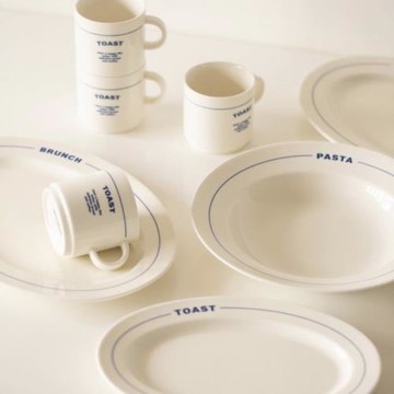 一人食韓國儀式感餐具套裝復古字母簡約盤意面橢圓盤子brunch餐盤