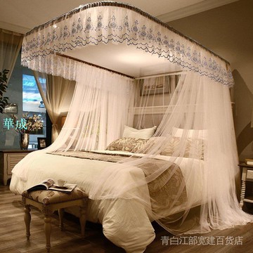 {新店促銷}U型導軌伸縮三開門蚊帳軌道宮廷落地公主風1.5米/1.8m床雙人家用2