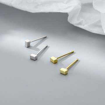 方形耳釘 925銀針 925純銀 925耳釘 D02耳環 耳針 韓版簡約 學生耳環 養耳洞 個性耳飾品♚Yu識美♚