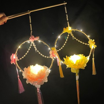 🔥臺灣出貨🔥漢服燈籠 宮燈 花燈 手工diy材料包 古風手提物 拍照道具 牡丹花燈