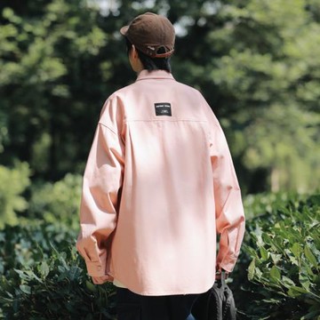 工裝襯衫男高級感日系復古cityboy外套春秋潮牌寬松帥氣長袖襯衣