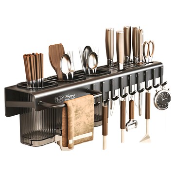 小熊 壁掛刀架 三筷桶 50cm 含9掛鉤  黑色  1組