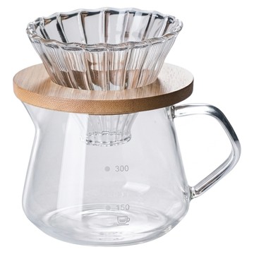 Hesii 手沖咖啡玻璃壺組  300ml  1套  壺 + 竹托濾杯
