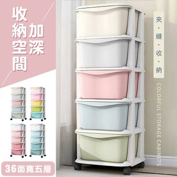 STYLE 格調 2入-繽紛漸層色系抽屜式五層收納車-DIY收納櫃
