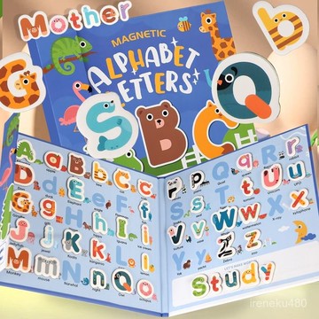 拚單字 磁性卡片 英文單字遊戲  認知學習  早敎玩具 兒童磁力貼26大小寫字母磁性貼英語拚單詞遊戲早敎認知卡益智玩具