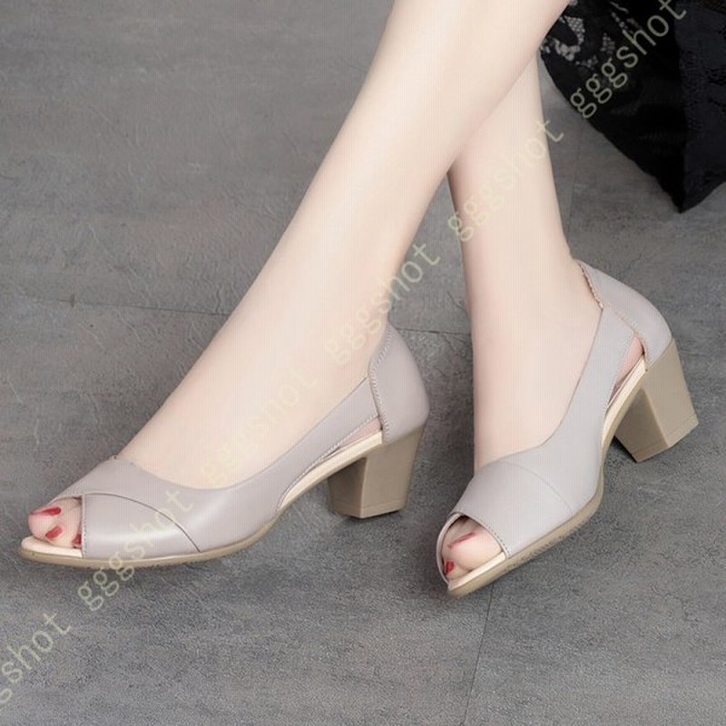 レディースパンプス バブーシュ パンプス 足が痛くならない 4 5cmヒール チャンキー ローヒール オープントゥ サンダル お年寄り ファッション 日常着 通勤 通販 Lineポイント最大0 5 Get Lineショッピング