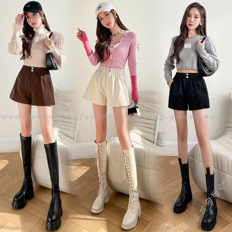 レザーパンツ レディース フェイクレザー ショートパンツ 短パン ショーパン 革パンツ 皮パンツ シンプル ボトムス スキニー 可愛い 通販  LINEポイント最大0.5%GET | LINEショッピング