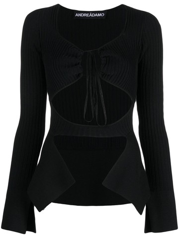 Andreadamo Ribbed Knit Cut-Out Top With Panels