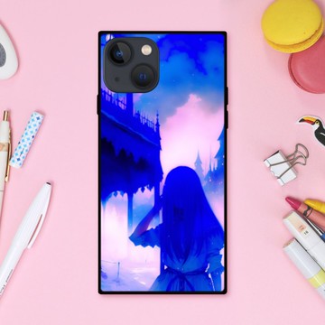 幻想可愛哥德風女孩 方形手機殼【強化玻璃處理】適用於 iPhone16