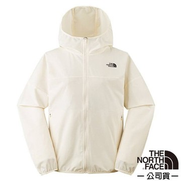 【The North Face】女 NEW ZEPHYR WIND 防風防潑水防曬連帽輕薄外套(亞洲版型).風衣.夾克_7WCP-4HP 米白色